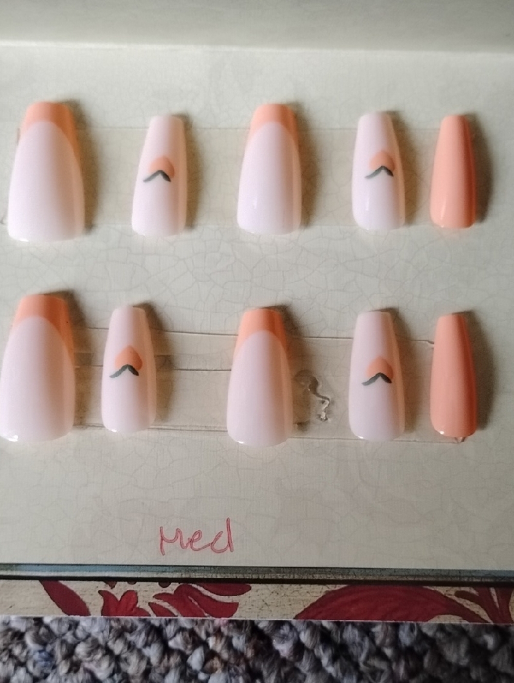Peach & Soft Pink Glossy Press-On Nail Set